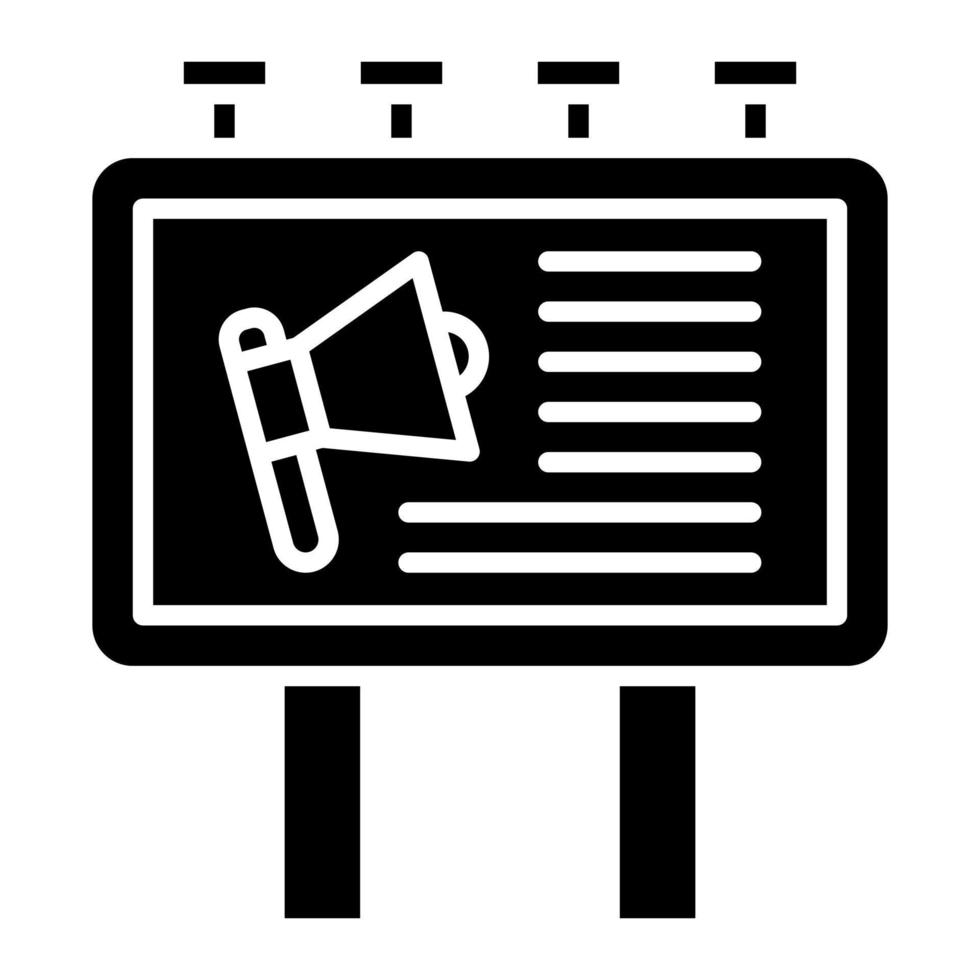 icône de glyphe de marketing de panneau d'affichage vecteur