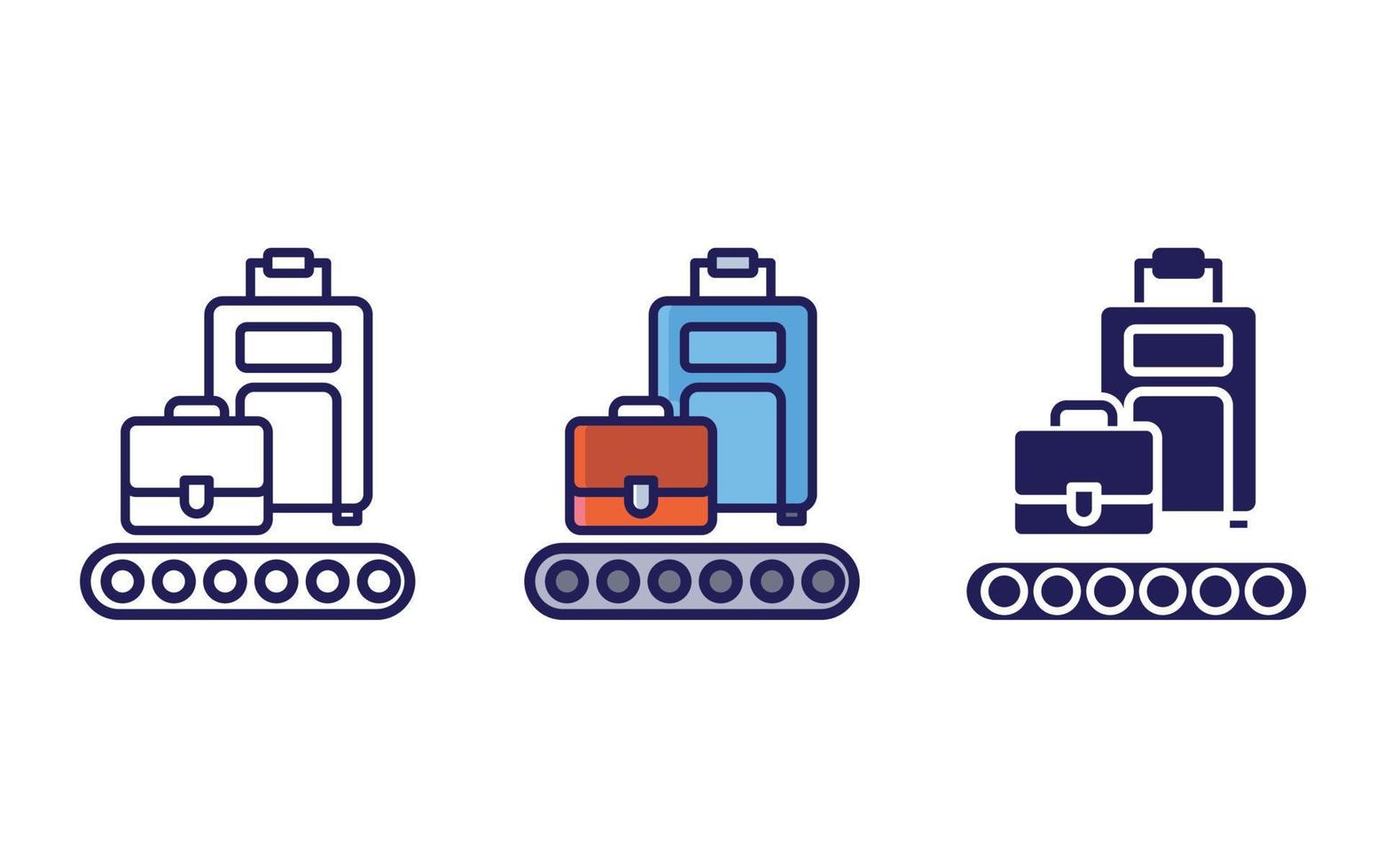 bande transporteuse, ligne de bagages et icône de glyphe, illustration vectorielle vecteur