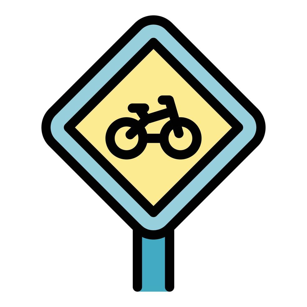 vélo signe route icône couleur contour vecteur
