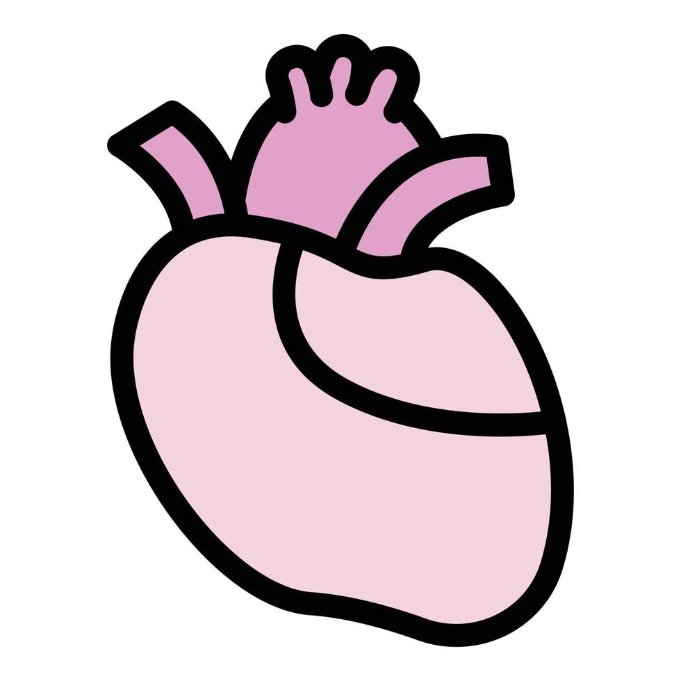 vecteur de contour de couleur de l'icône du cœur humain de l'artère