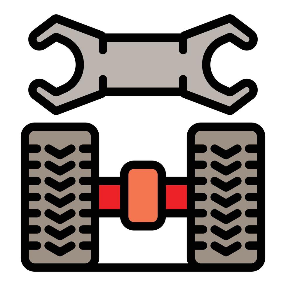 vecteur de contour de couleur d'icône de montage de pneu arrière