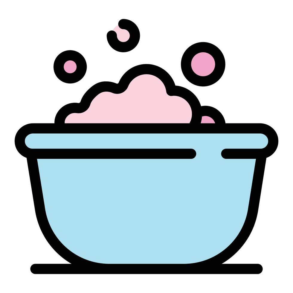 bain avec vecteur de contour couleur icône bulles