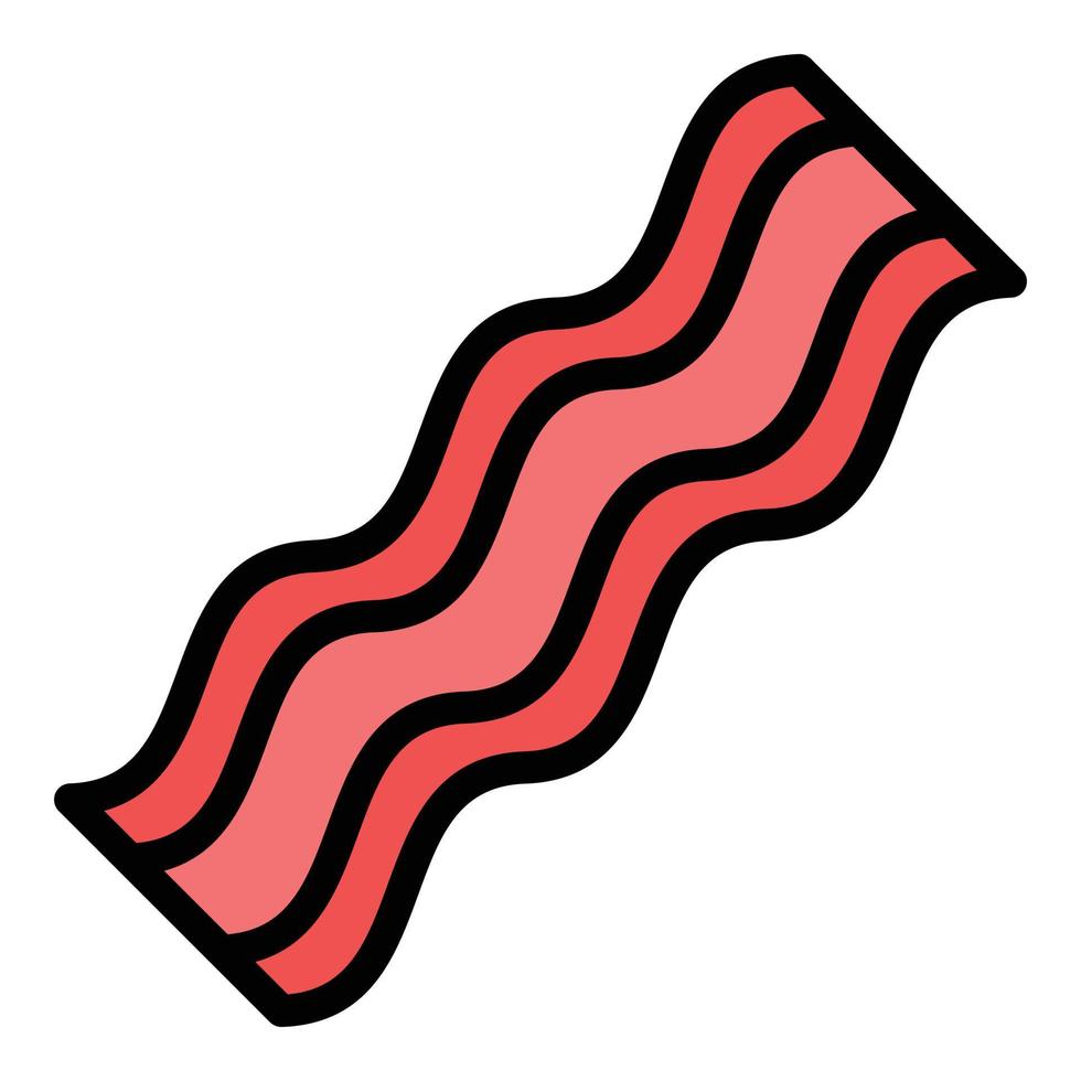 bacon croustillant icône vecteur de contour de couleur