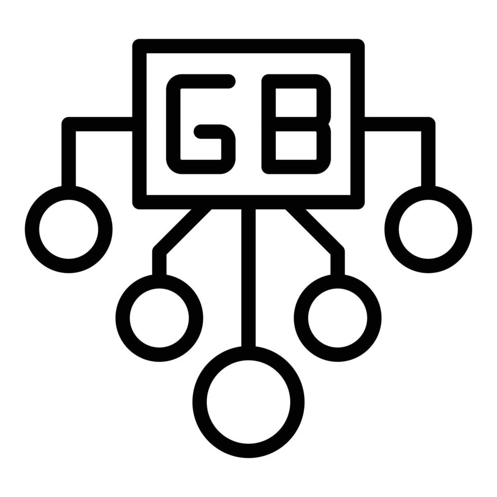 vecteur de contour d'icône de schéma de gigaoctet. mémoire de données