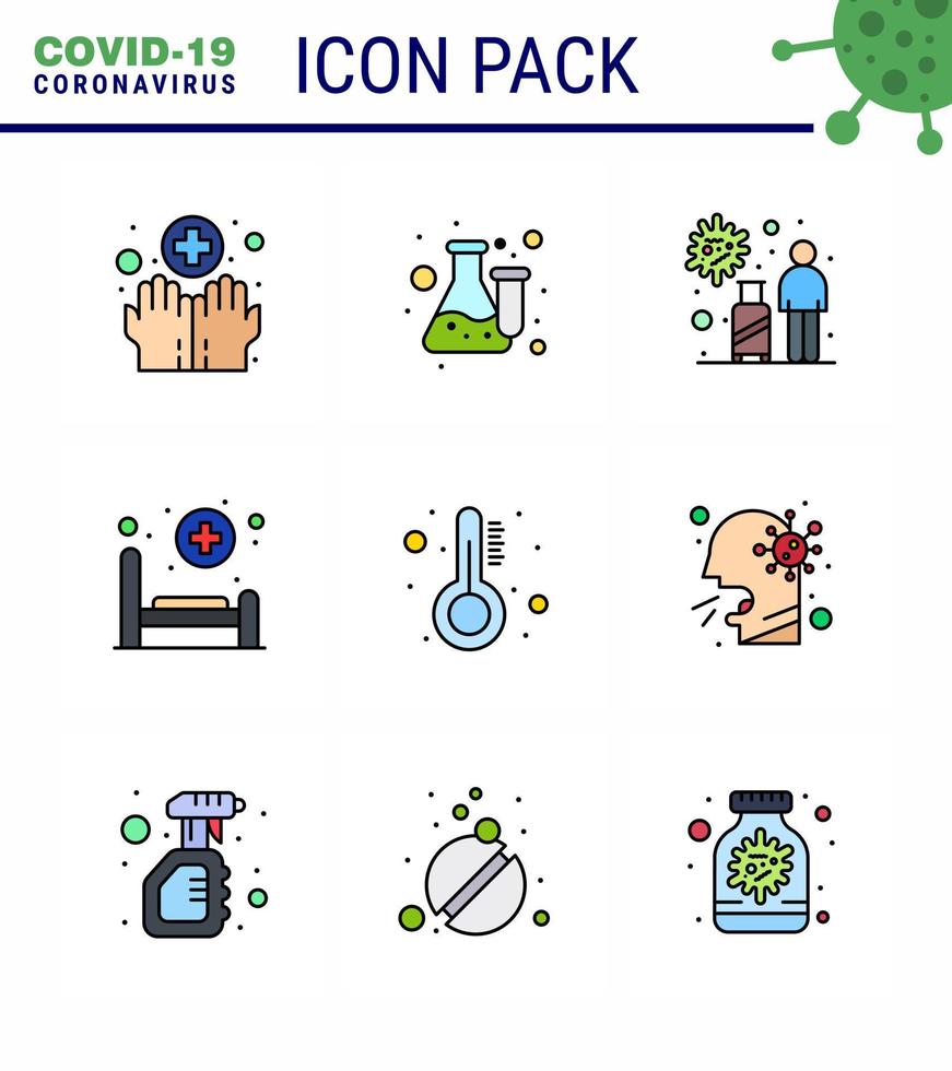 covid19 corona virus prévention de la contamination icône bleue 25 pack tels que soins hôpital lit d'essai voyage coronavirus viral 2019nov éléments de conception de vecteur de maladie