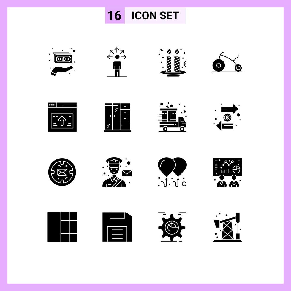 16 icônes créatives signes et symboles modernes d'éléments de conception vectoriels modifiables pour bébé bébé gâteau web internet vecteur