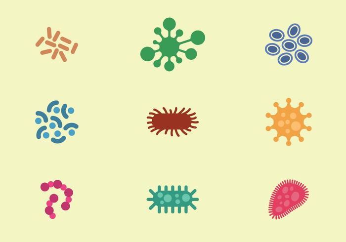 Icônes de virus et de bactéries vecteur