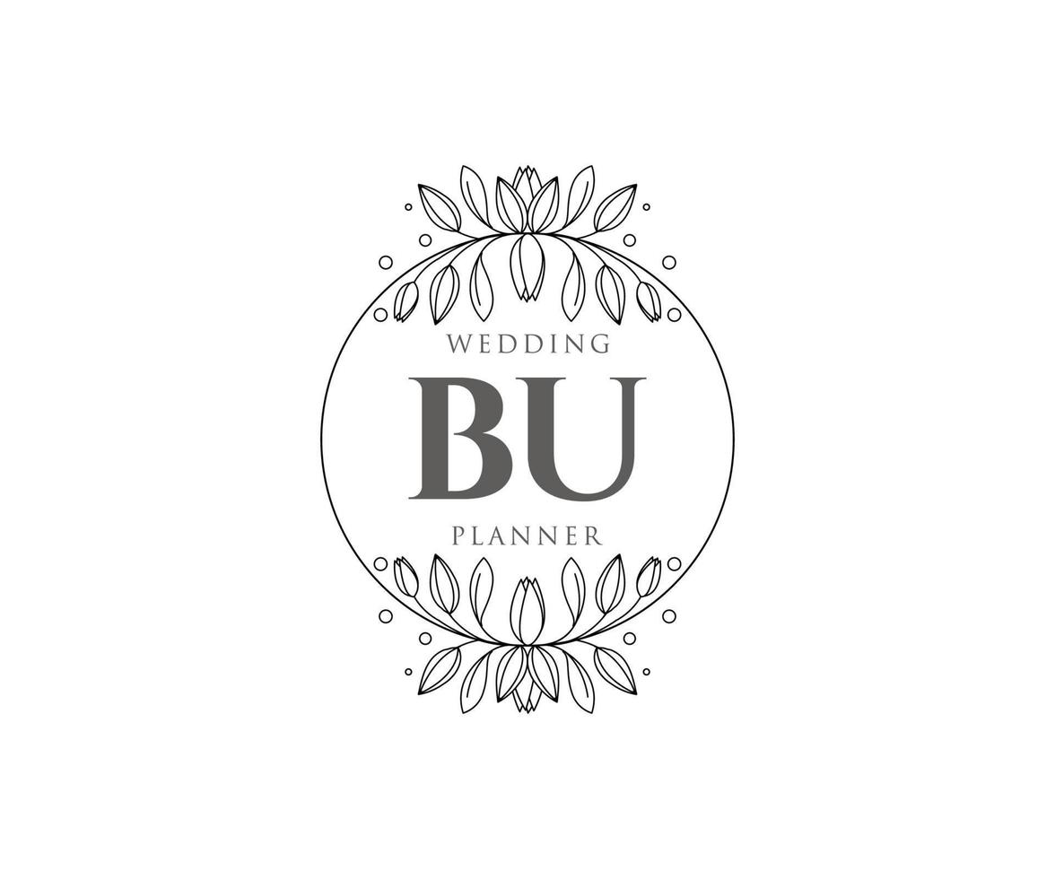 bu initiales lettre mariage monogramme logos collection, modèles minimalistes et floraux modernes dessinés à la main pour cartes d'invitation, réservez la date, identité élégante pour restaurant, boutique, café en image vectorielle vecteur