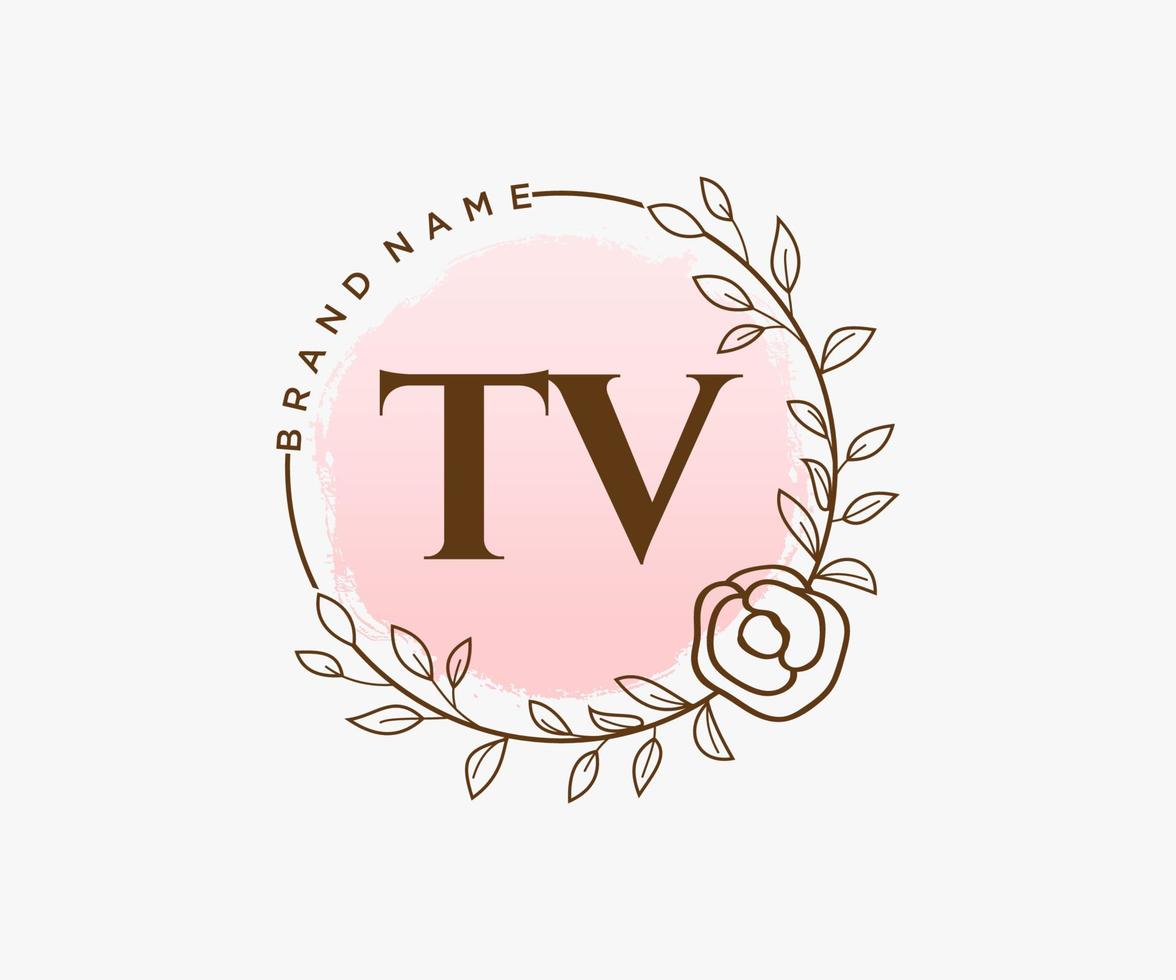 logo féminin tv initial. utilisable pour les logos nature, salon, spa, cosmétique et beauté. élément de modèle de conception de logo vectoriel plat.