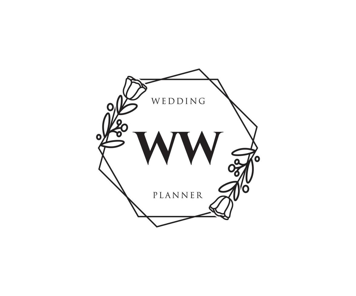logo féminin ww initial. utilisable pour les logos nature, salon, spa, cosmétique et beauté. élément de modèle de conception de logo vectoriel plat.