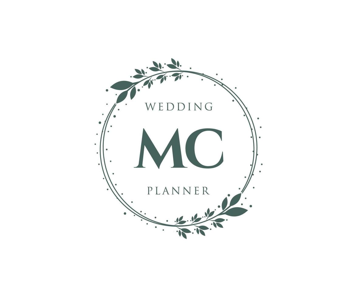 mc initiales lettre collection de logos de monogramme de mariage, modèles minimalistes et floraux modernes dessinés à la main pour cartes d'invitation, réservez la date, identité élégante pour restaurant, boutique, café en image vectorielle vecteur