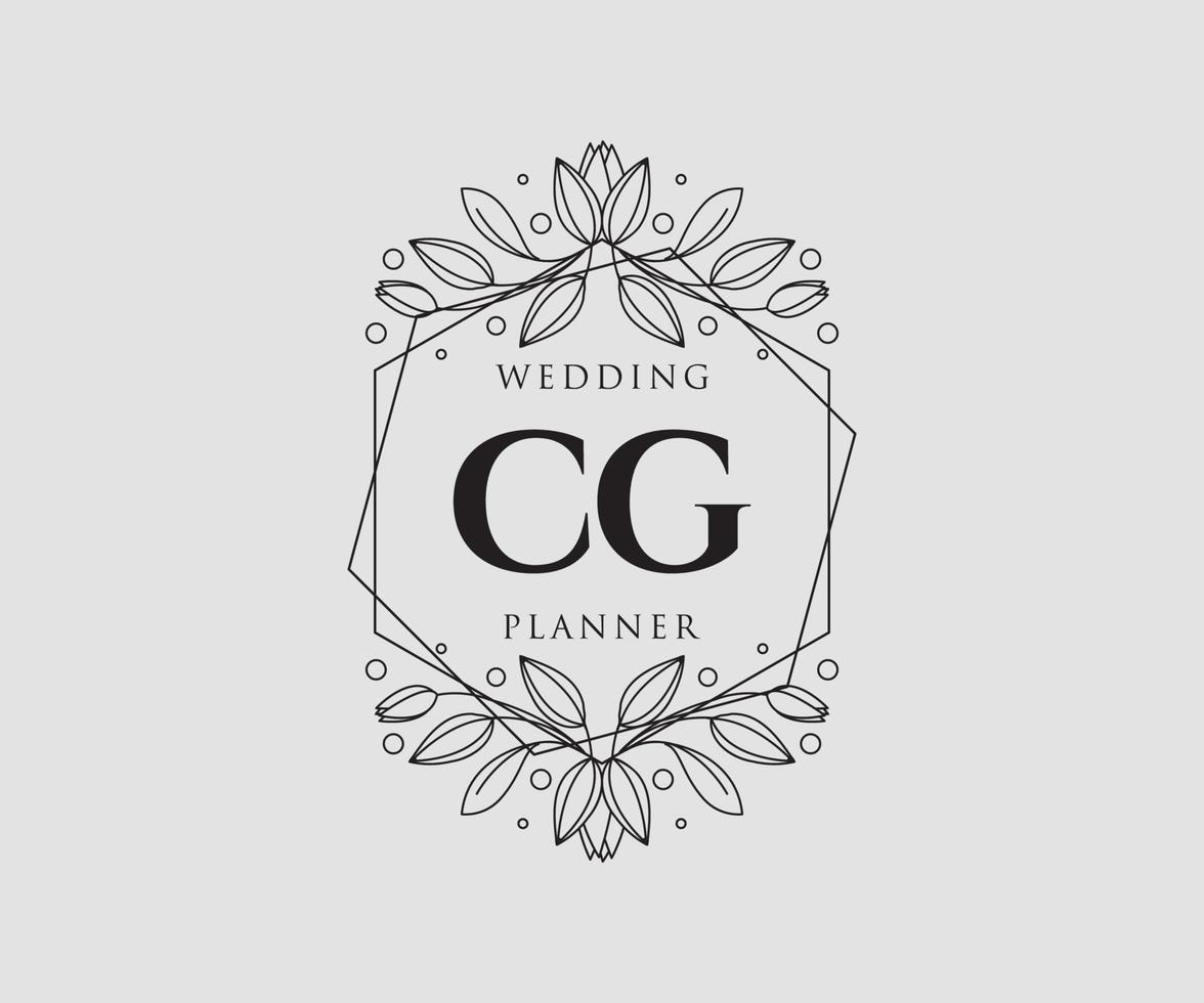 cg initiales lettre mariage monogramme logos collection, modèles minimalistes et floraux modernes dessinés à la main pour cartes d'invitation, réservez la date, identité élégante pour restaurant, boutique, café en image vectorielle vecteur