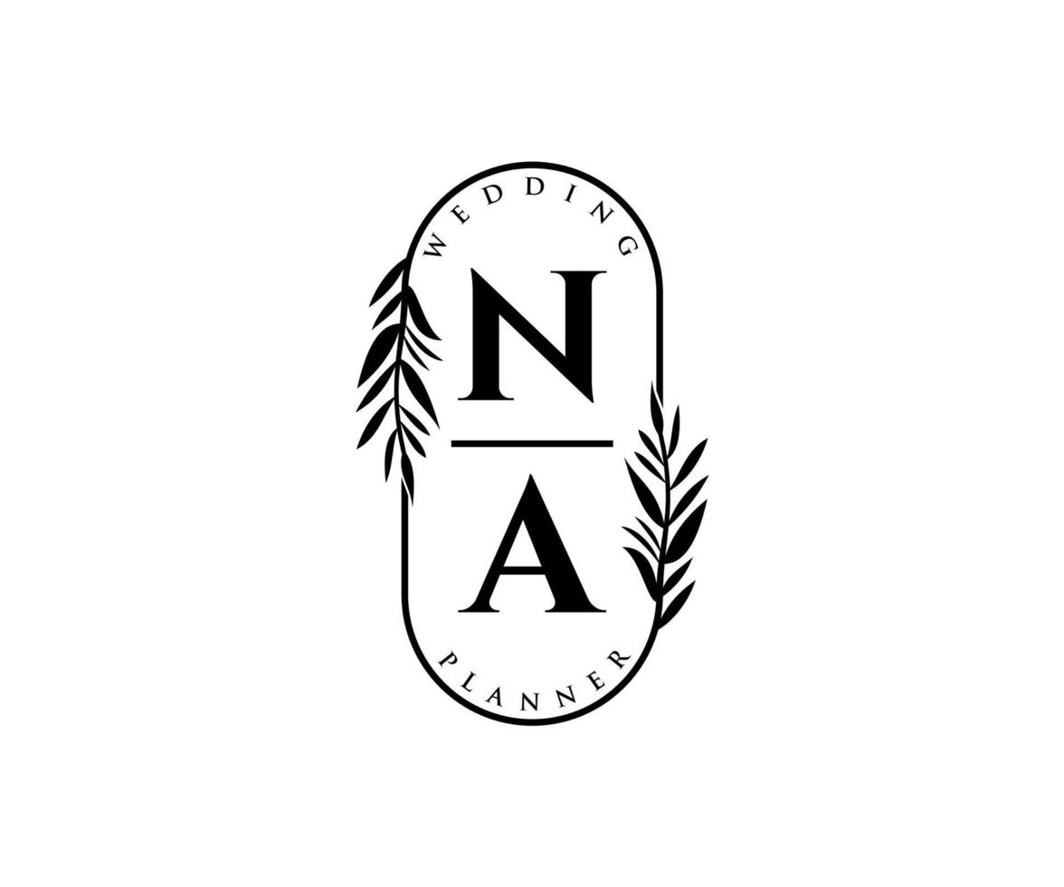 na initiales lettre mariage monogramme logos collection, modèles minimalistes et floraux modernes dessinés à la main pour cartes d'invitation, réservez la date, identité élégante pour restaurant, boutique, café en image vectorielle vecteur