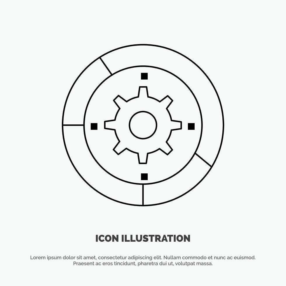 vecteur d'icône de ligne de processus de moteur de configuration de paramètres d'engrenage