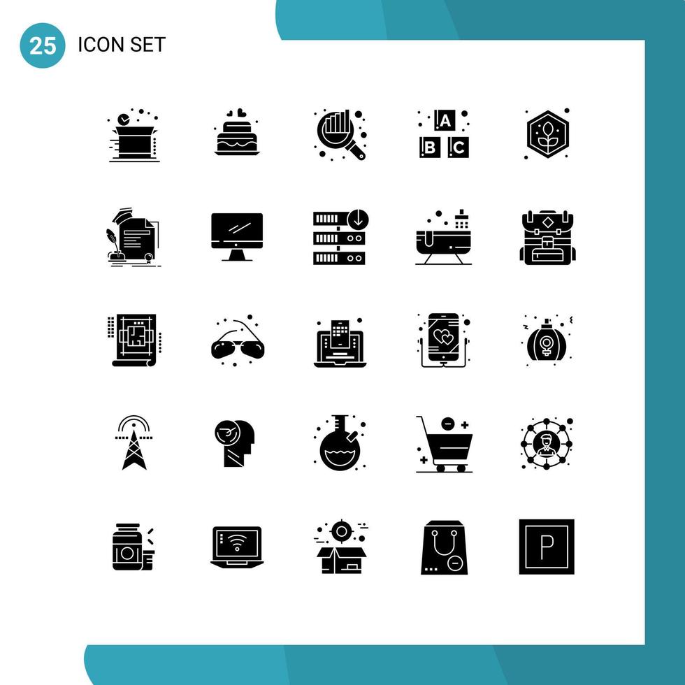 ensemble de 25 symboles d'icônes d'interface utilisateur modernes signes pour l'agriculture végétale blocs d'audit alphabet éléments de conception vectoriels modifiables vecteur