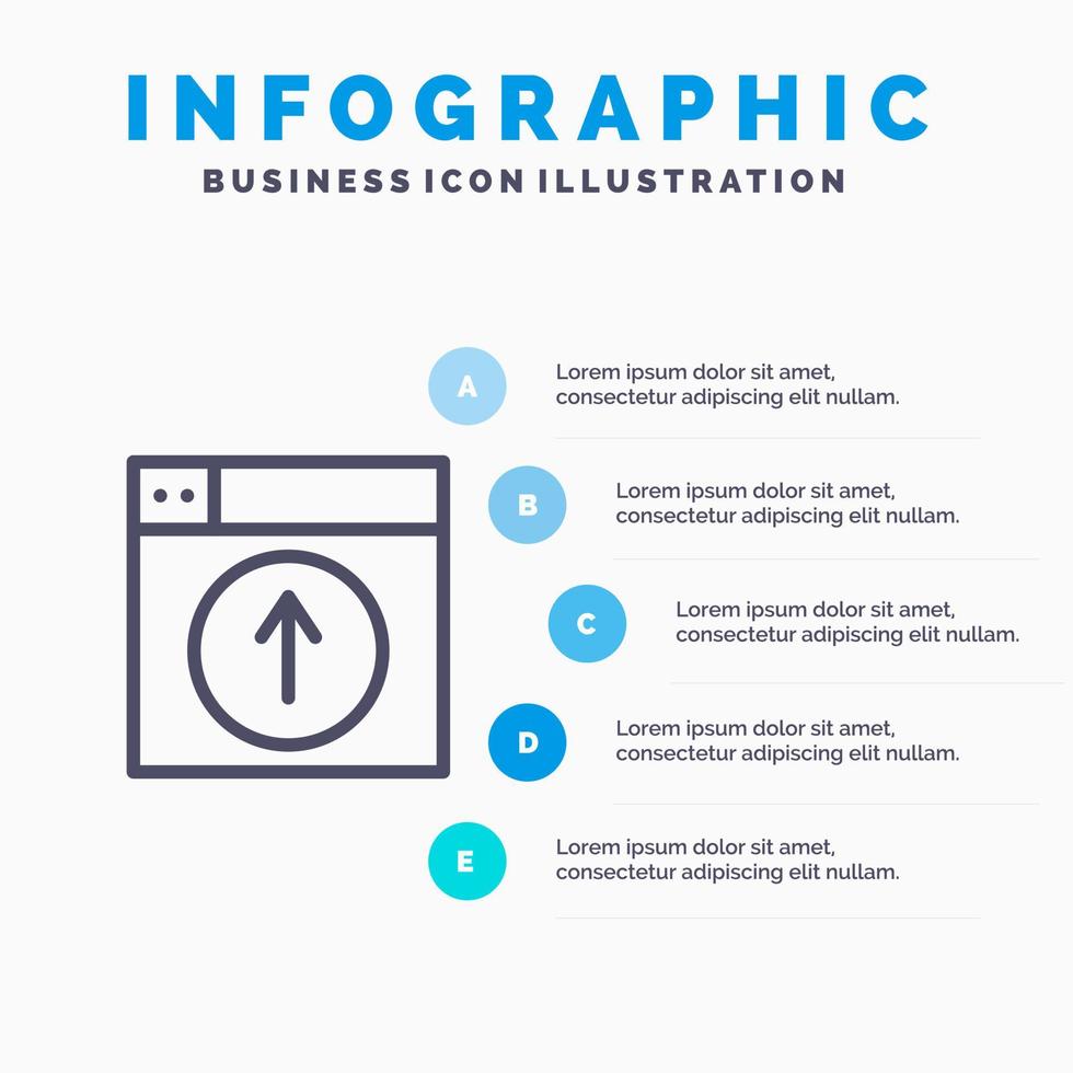 télécharger l'icône de ligne d'application de conception web avec 5 étapes présentation infographie arrière-plan vecteur