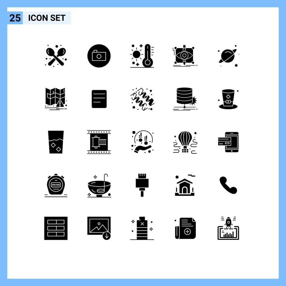 interface mobile ensemble de glyphes solides de 25 pictogrammes d'esquisses d'éléments de conception vectoriels modifiables de thermomètre de conception multimédia vecteur