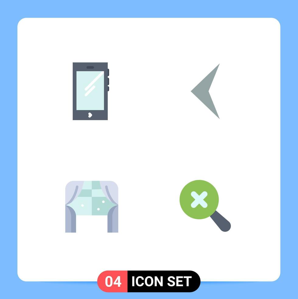 groupe de 4 icônes plates signes et symboles pour la maison de téléphone android fenêtre arrière éléments de conception vectoriels modifiables vecteur