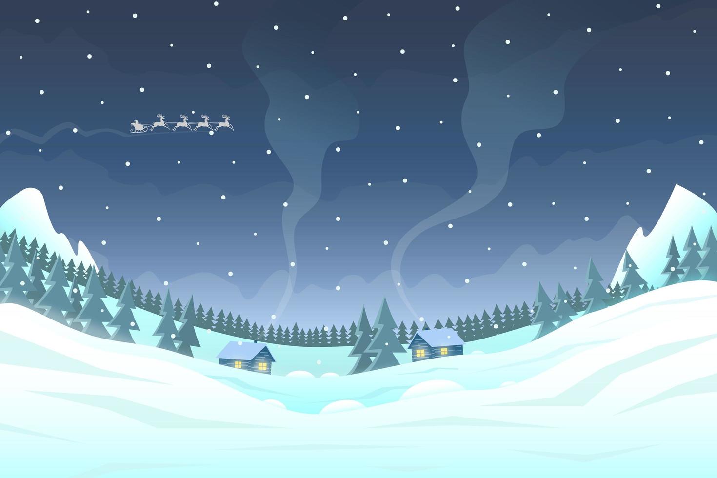 nuit d'hiver dans le paysage du village vecteur