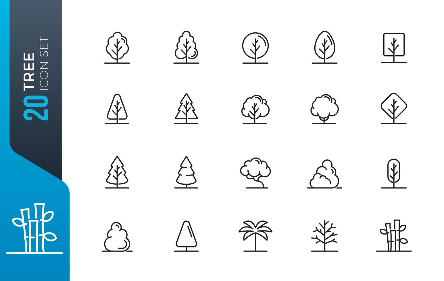 jeu d'icônes d'arbre minimal vecteur