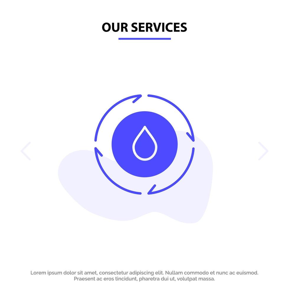 nos services énergie énergie hydraulique nature solide glyphe icône modèle de carte web vecteur