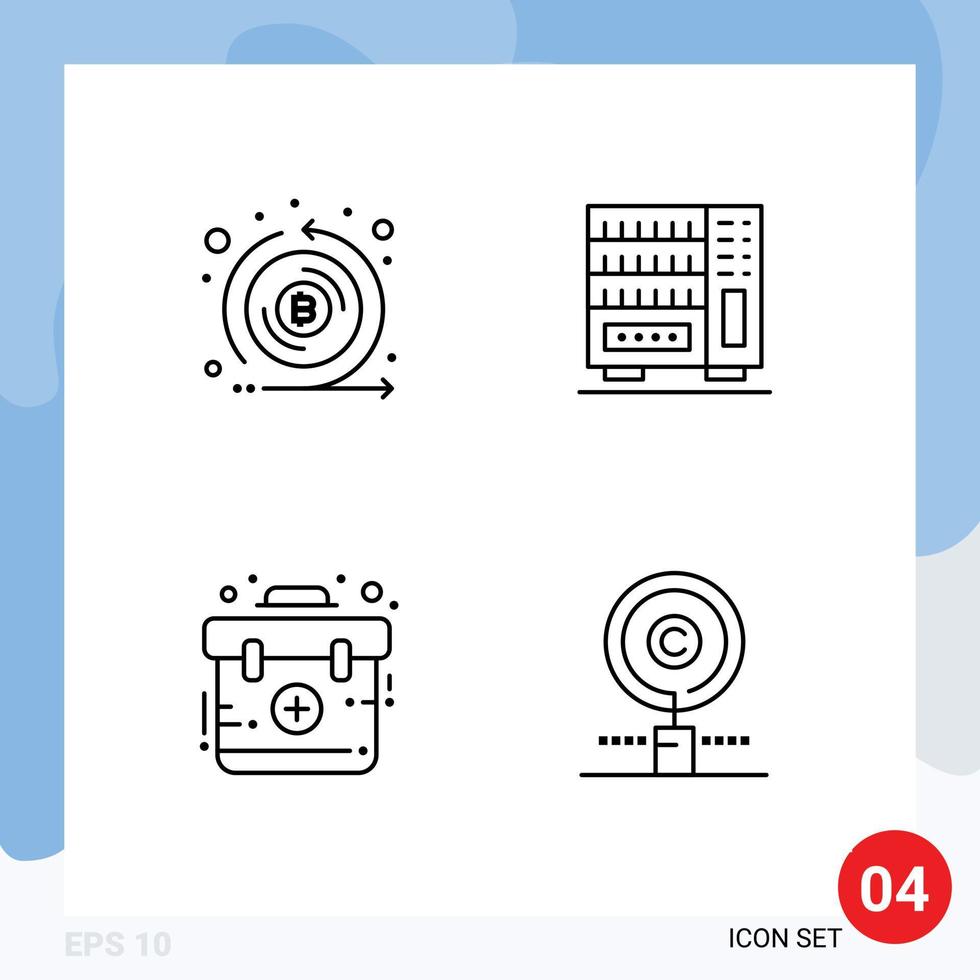 ensemble de 4 symboles d'icônes d'interface utilisateur modernes signes pour l'intérieur de l'émission d'aide à la pièce premiers éléments de conception vectoriels modifiables vecteur