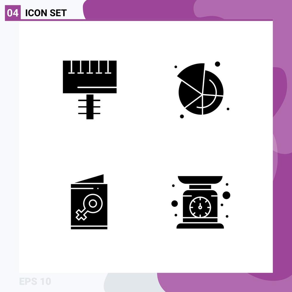 ensemble de 4 symboles d'icônes d'interface utilisateur modernes signes pour ad enseigne femelle tarte inviter des éléments de conception vectoriels modifiables vecteur