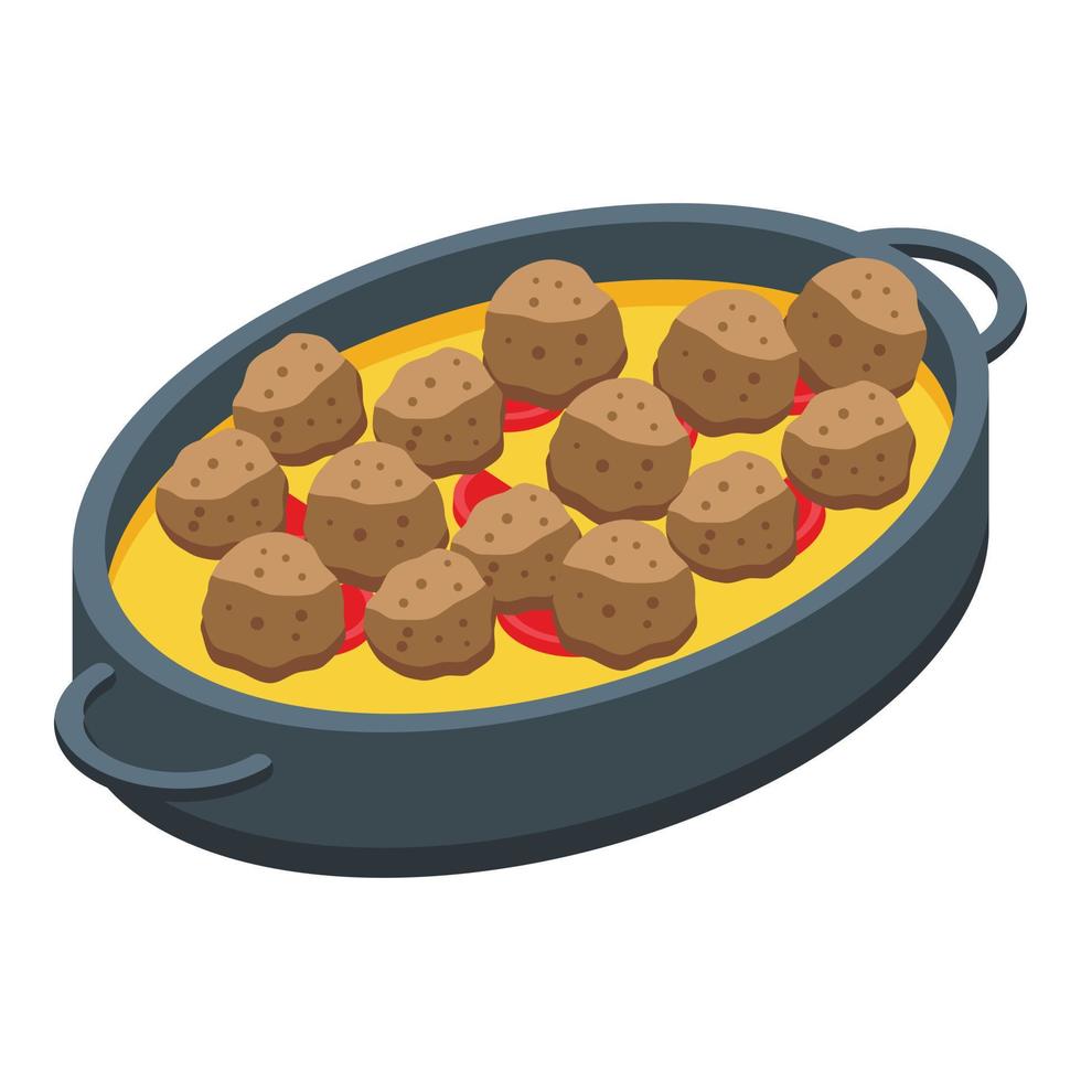 vecteur isométrique d'icône de boulettes de viande allemandes. plat de nourriture