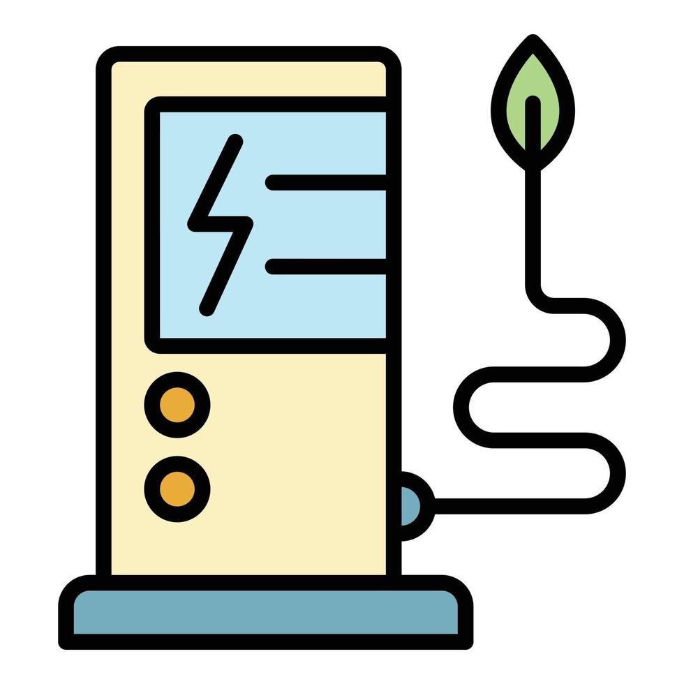 vecteur de contour couleur icône de ravitaillement électrique