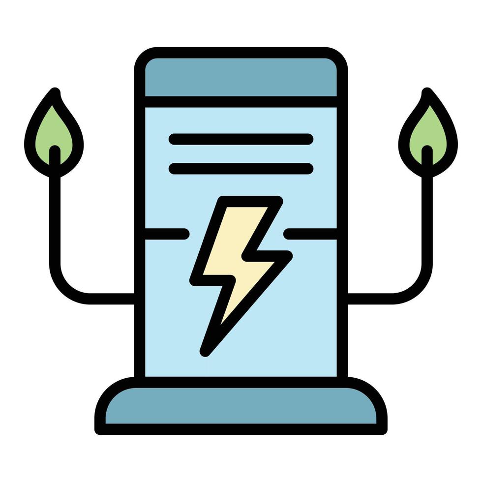 ravitaillement en carburant pour vecteur de contour de couleur d'icône de voitures électriques