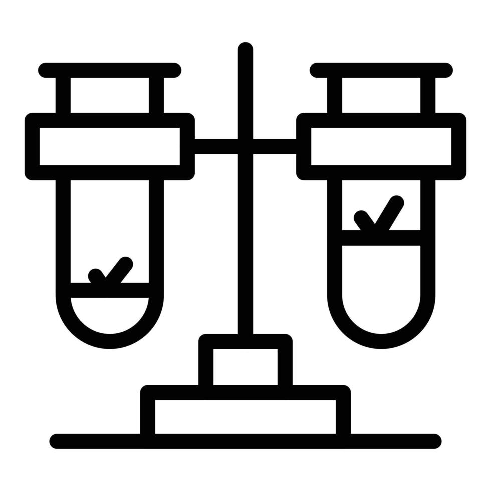 vecteur de contour d'icône d'expérience de tube à essai de laboratoire. recherche informatique