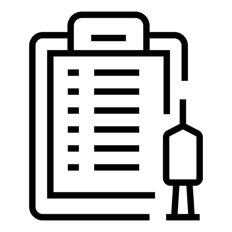 vecteur de contour d'icône de certificat médical de vaccin. médecin santé