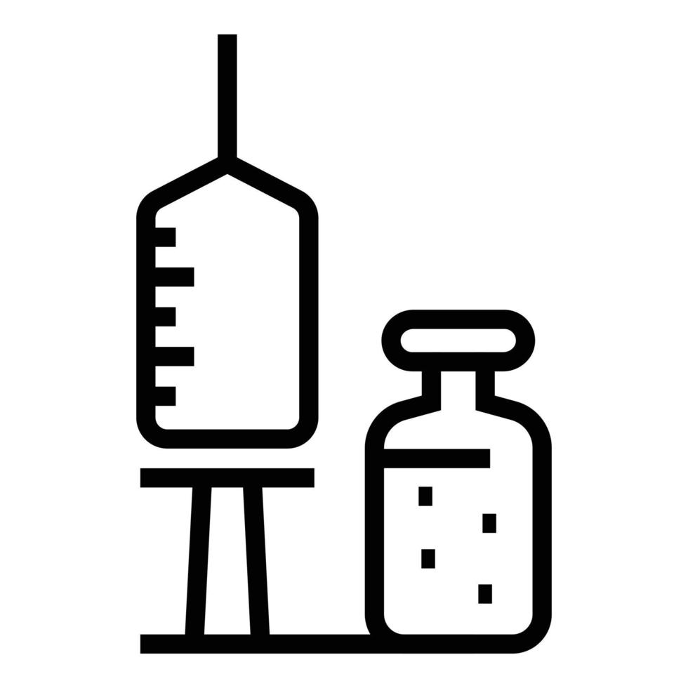 vecteur de contour d'icône d'ampoule de seringue de vaccin. flacon de vaccin