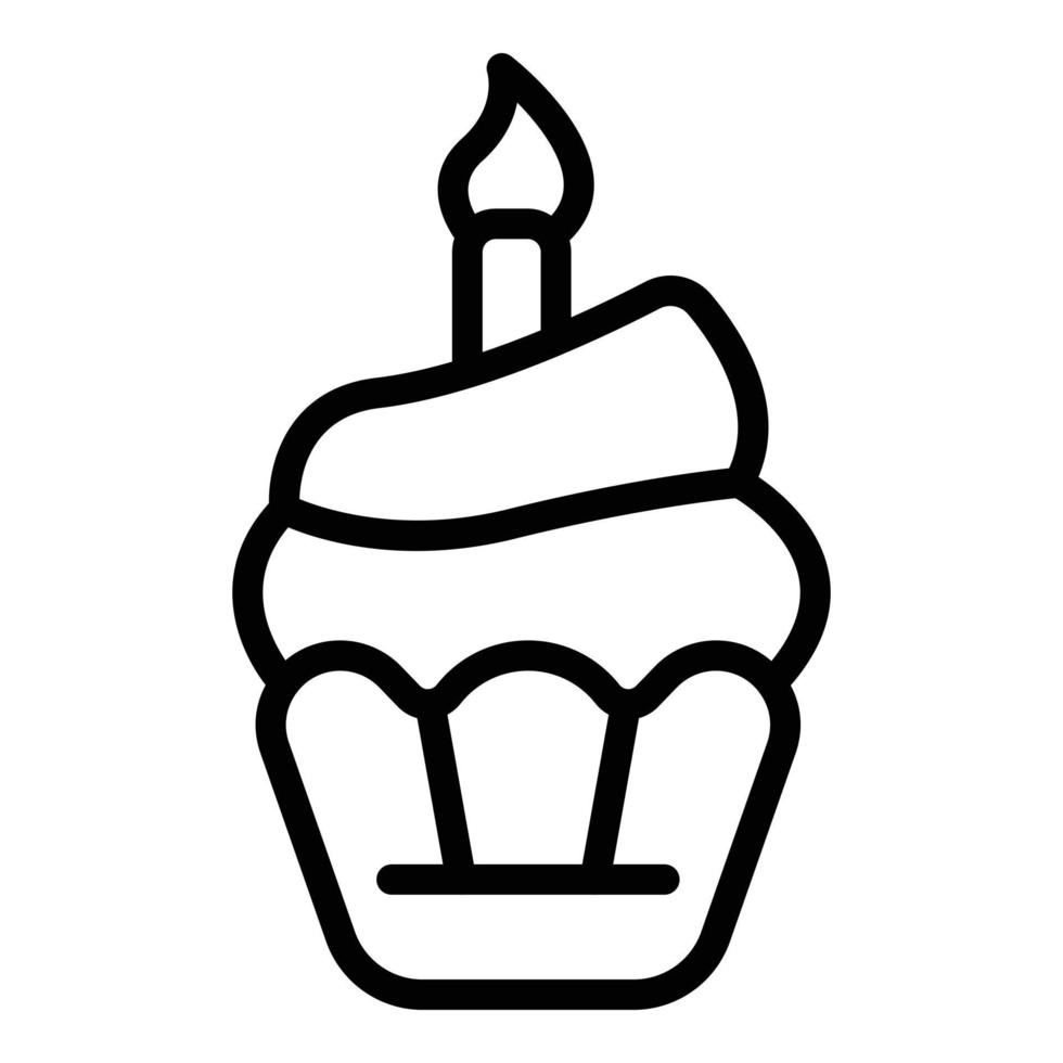 vecteur de contour d'icône de cupcake d'anniversaire. cadeau