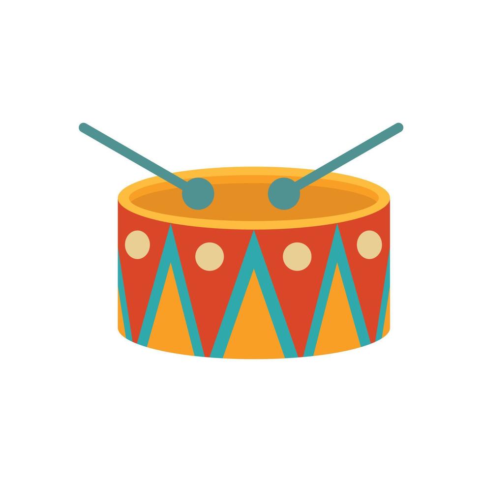 carnaval tambour icône plat isolé vecteur