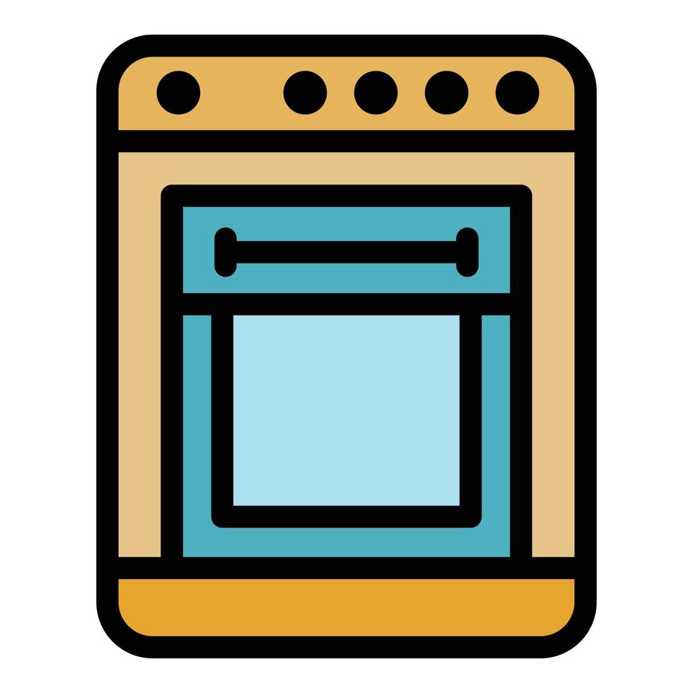 vecteur de contour de couleur d'icône de cuisinière à gaz