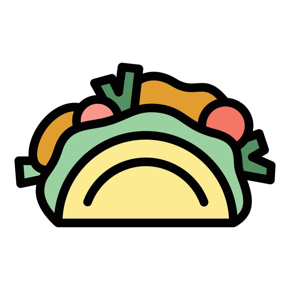 vecteur de contour de couleur icône taco traditionnel
