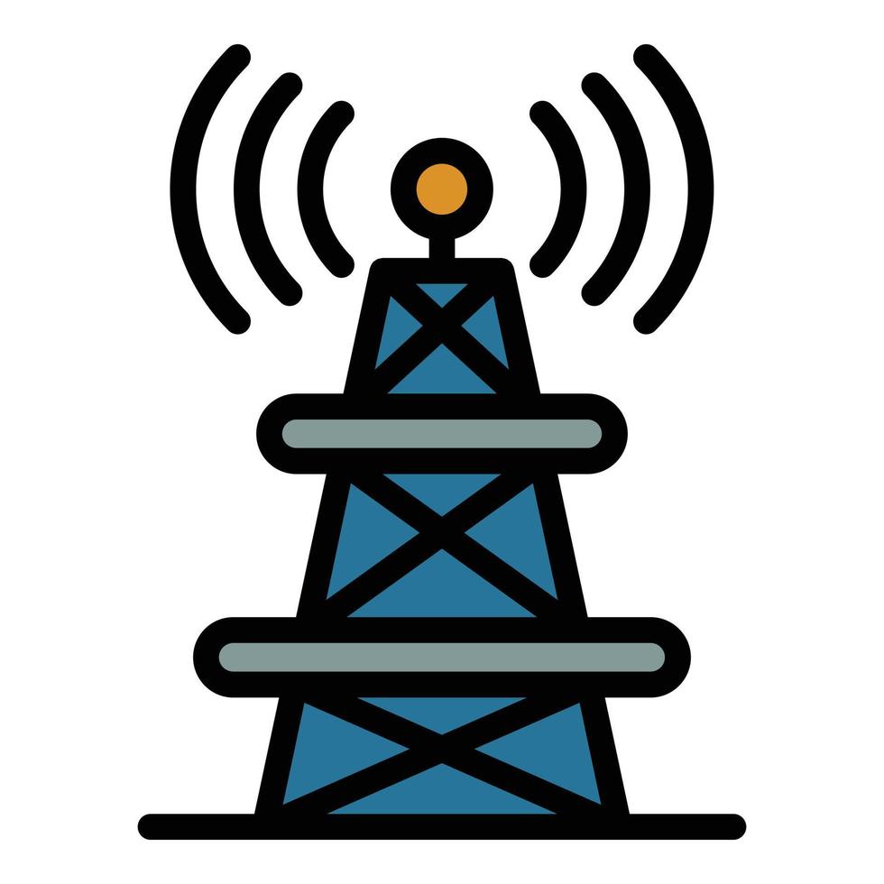 vecteur de contour de couleur de l'icône de la tour radio