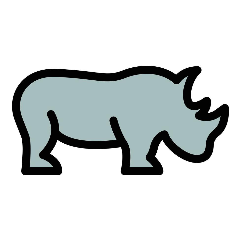 vecteur de contour couleur icône rhinocéros afrique