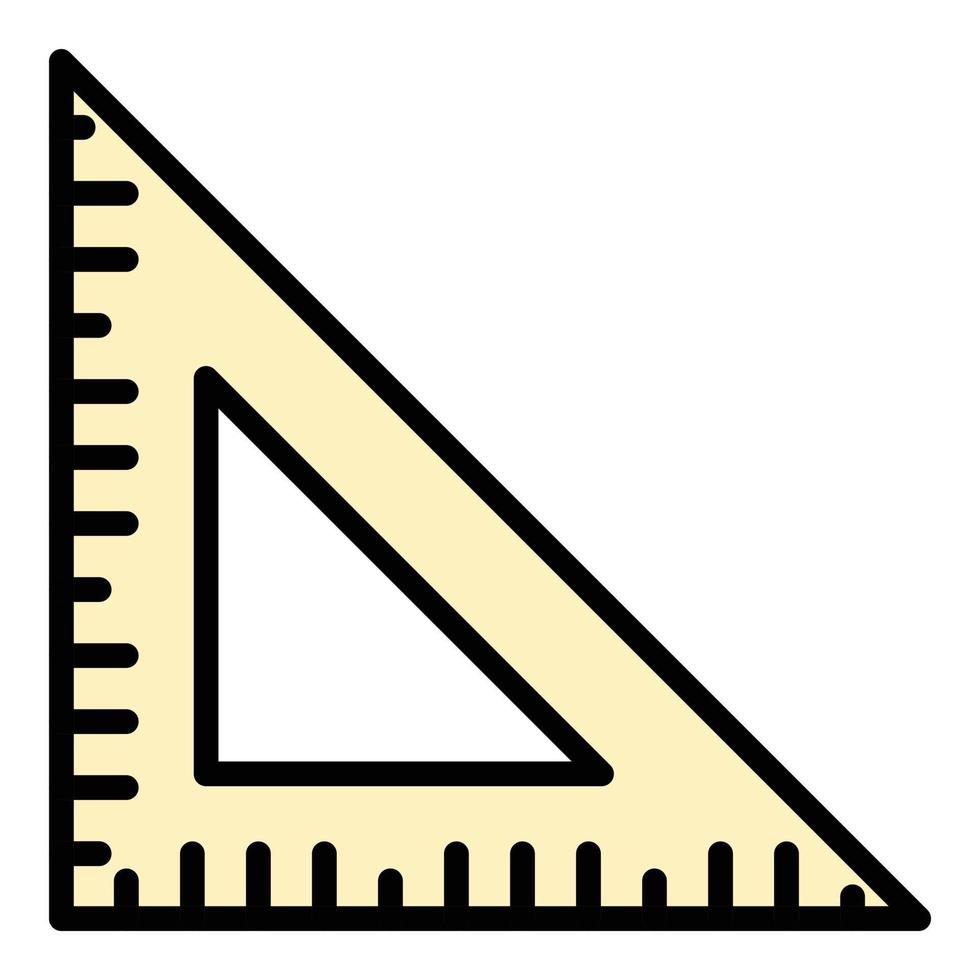vecteur de contour de couleur de l'icône de la règle du triangle de l'école