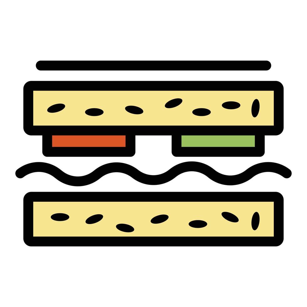 vecteur de contour couleur icône déjeuner sandwich