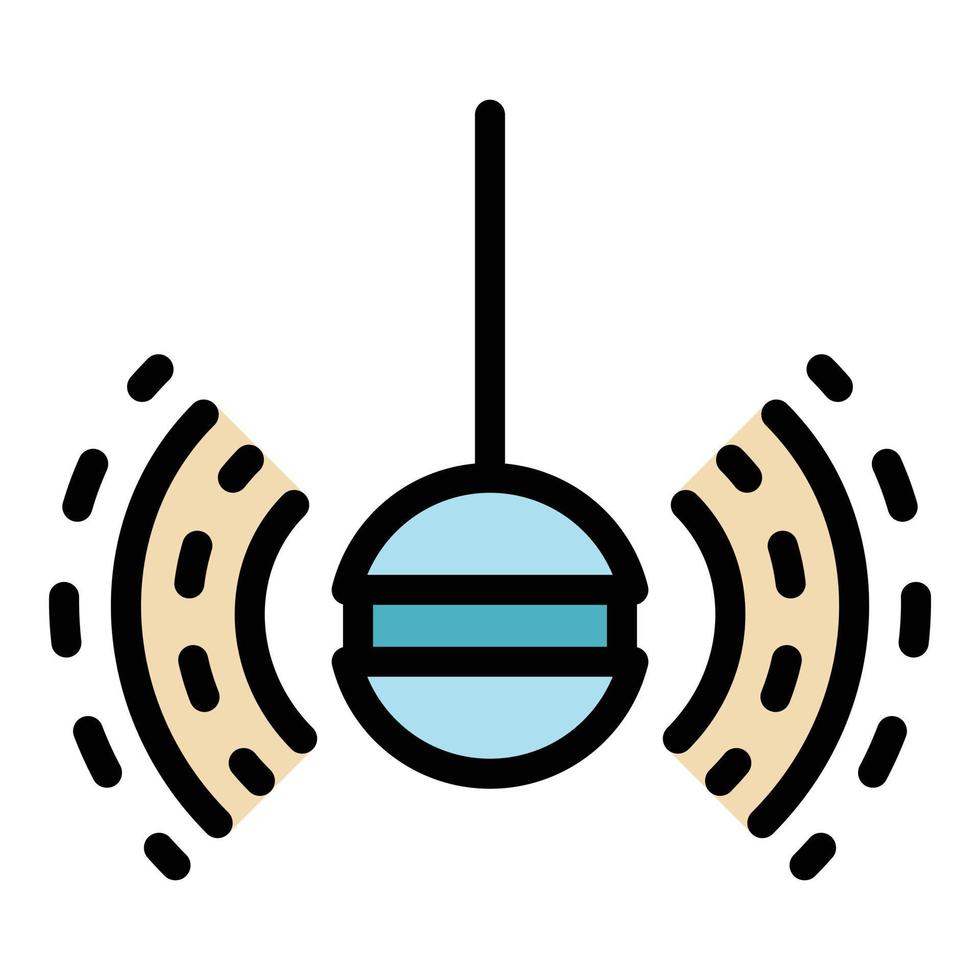 vecteur de contour de couleur d'icône de sonar de détecteur de poisson