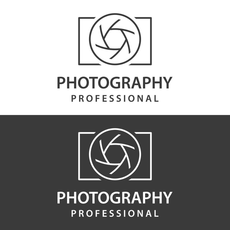 logo d'appareil photo de photographie, obturateur d'appareil photo à objectif, numérique, ligne, professionnel, élégant et moderne. le logo peut être utilisé pour le studio, la photographie et les entreprises. à l'aide de modèles d'édition d'illustrations vectorielles. vecteur