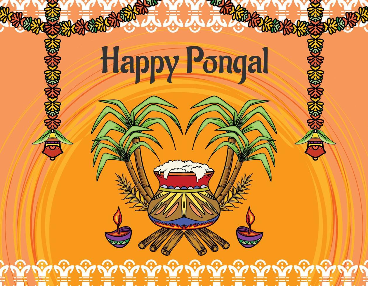 fond de pongal heureux. prime illustration vecteur