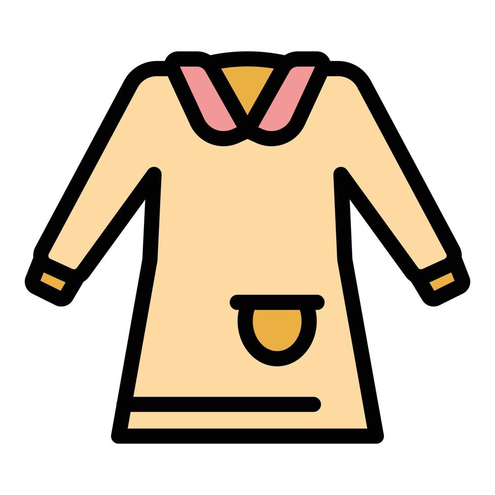 uniforme scolaire, robe, icône, couleur, contour, vecteur