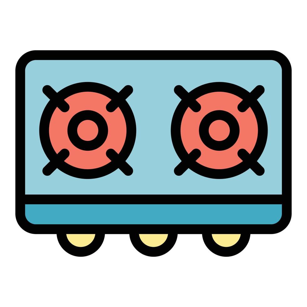 vecteur de contour de couleur d'icône de cuisinière à gaz de danger