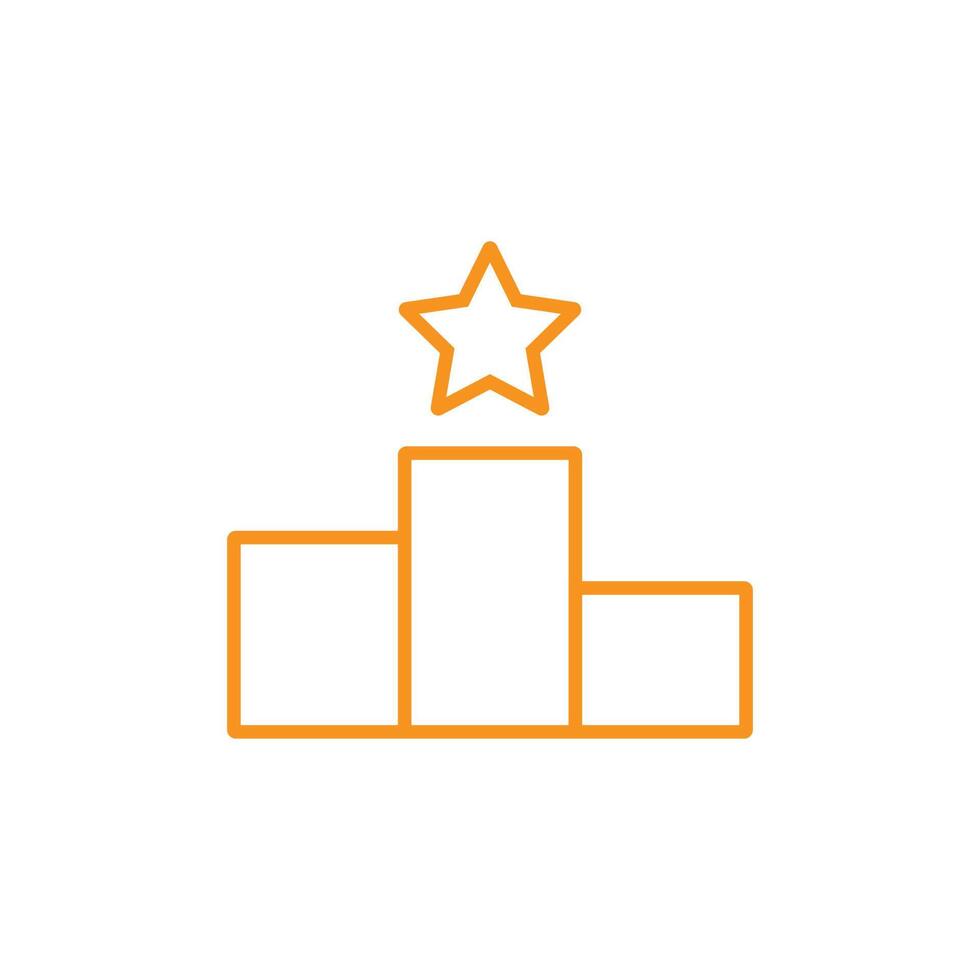 gagnant du vecteur orange eps10 et icône de la ligne de réalisation isolé sur fond blanc. symbole de contour de champion ou de podium dans un style moderne simple et plat pour la conception de votre site Web, votre logo et votre application mobile