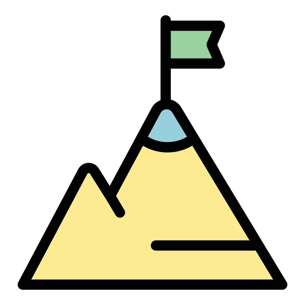 vecteur de contour de couleur d'icône d'objectif de drapeau de montagne