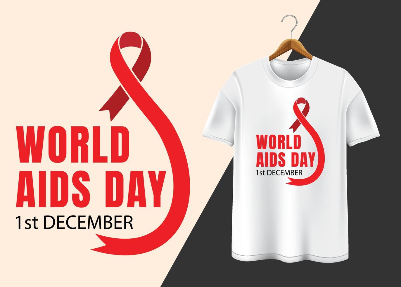conception de t-shirt de la journée mondiale du sida du 1er décembre vecteur