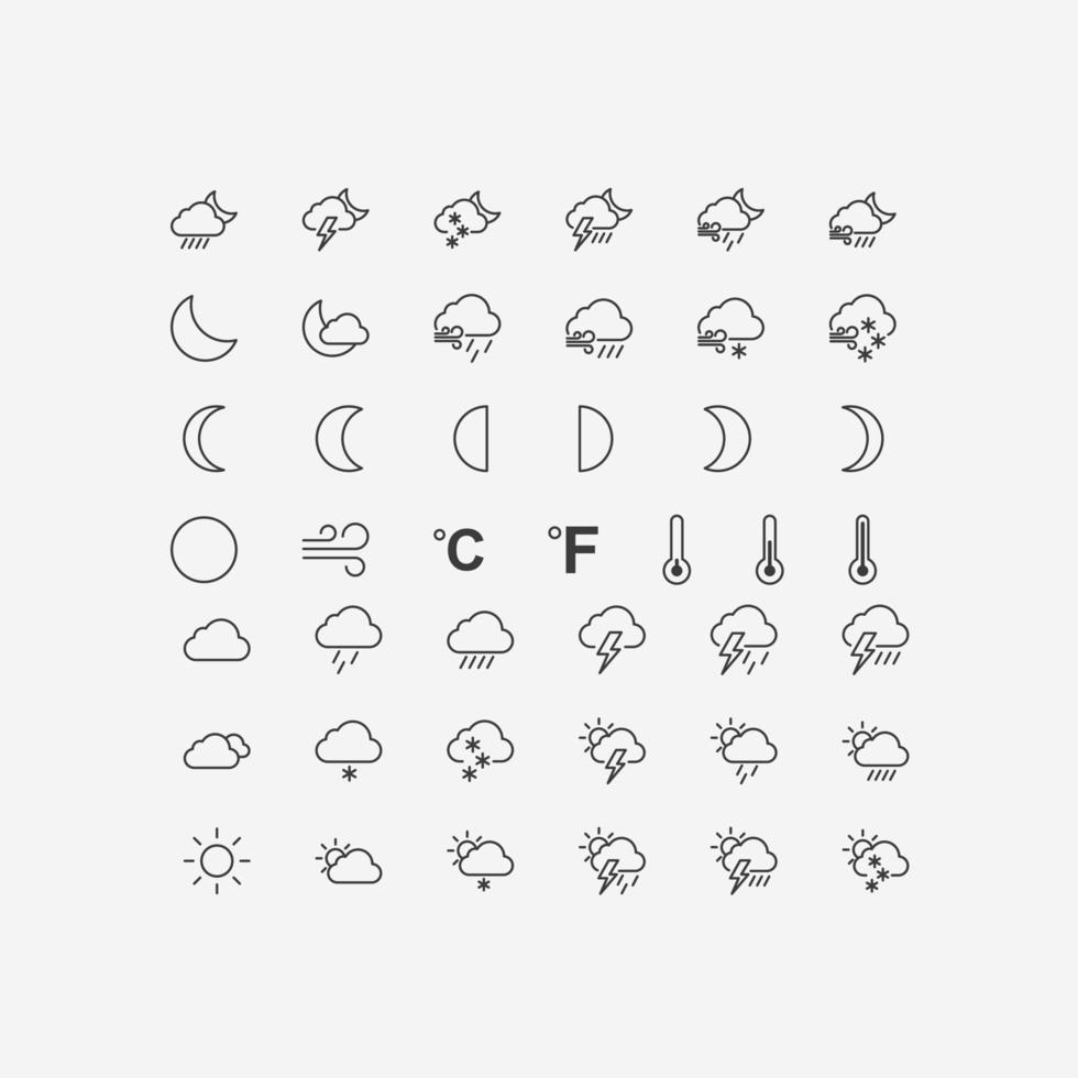 température, météo, nuage icône vector set symbole signe